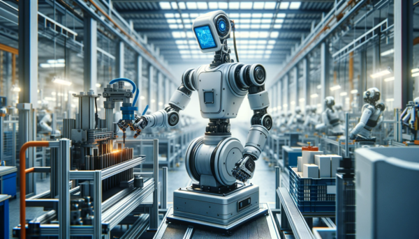 사진설명=공장 생산 라인에 활용되고 있는 산업용 로봇 (센머니 제작)