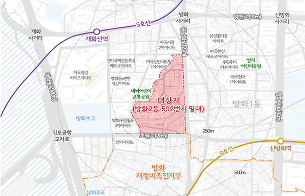 강서구 방화동 592-1 모아타운 위치도(자료=서울시)